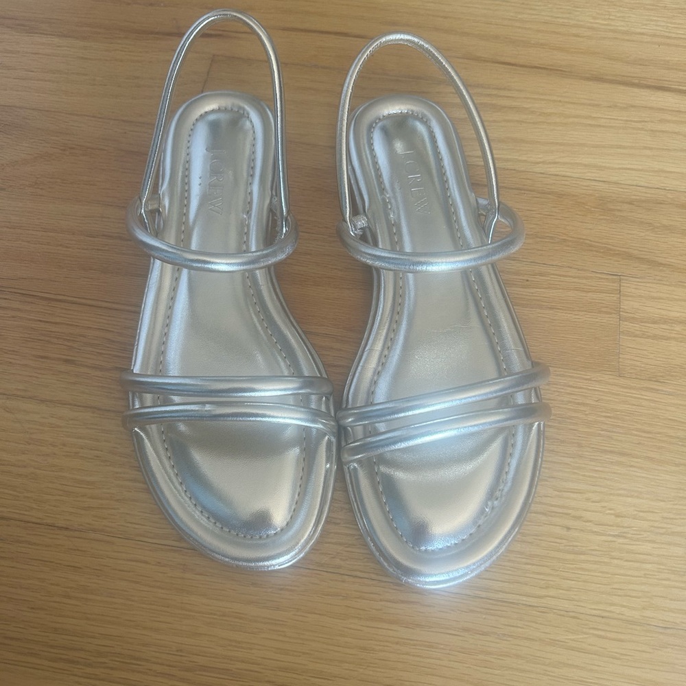 J Crew gold flat strappy sandals size 8